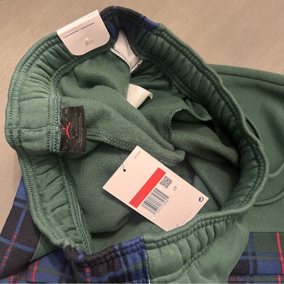 Nike Jordan Brooklyn Joggers Sweatpants Drawstring Plaid Pockets Green L Women's - Picture 10 of 10